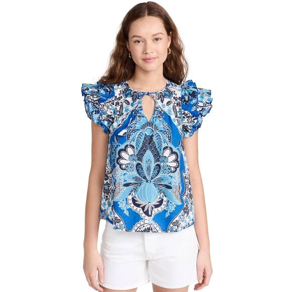 NWT Anthropologie Love the Label 'Clemintine' Short Flutter Sleeve Top Size XS - Picture 4 of 6